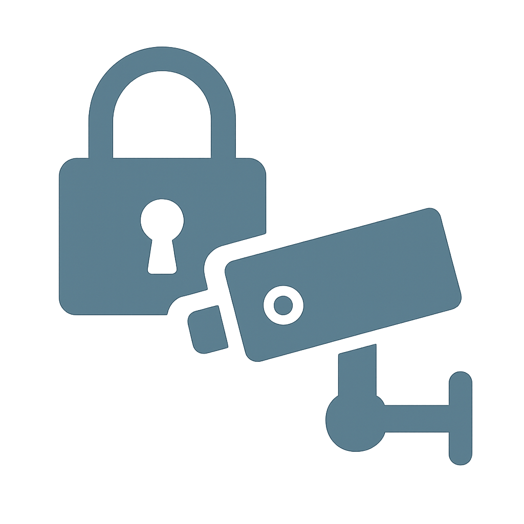 Padlock and security camera icon representing home security installation services